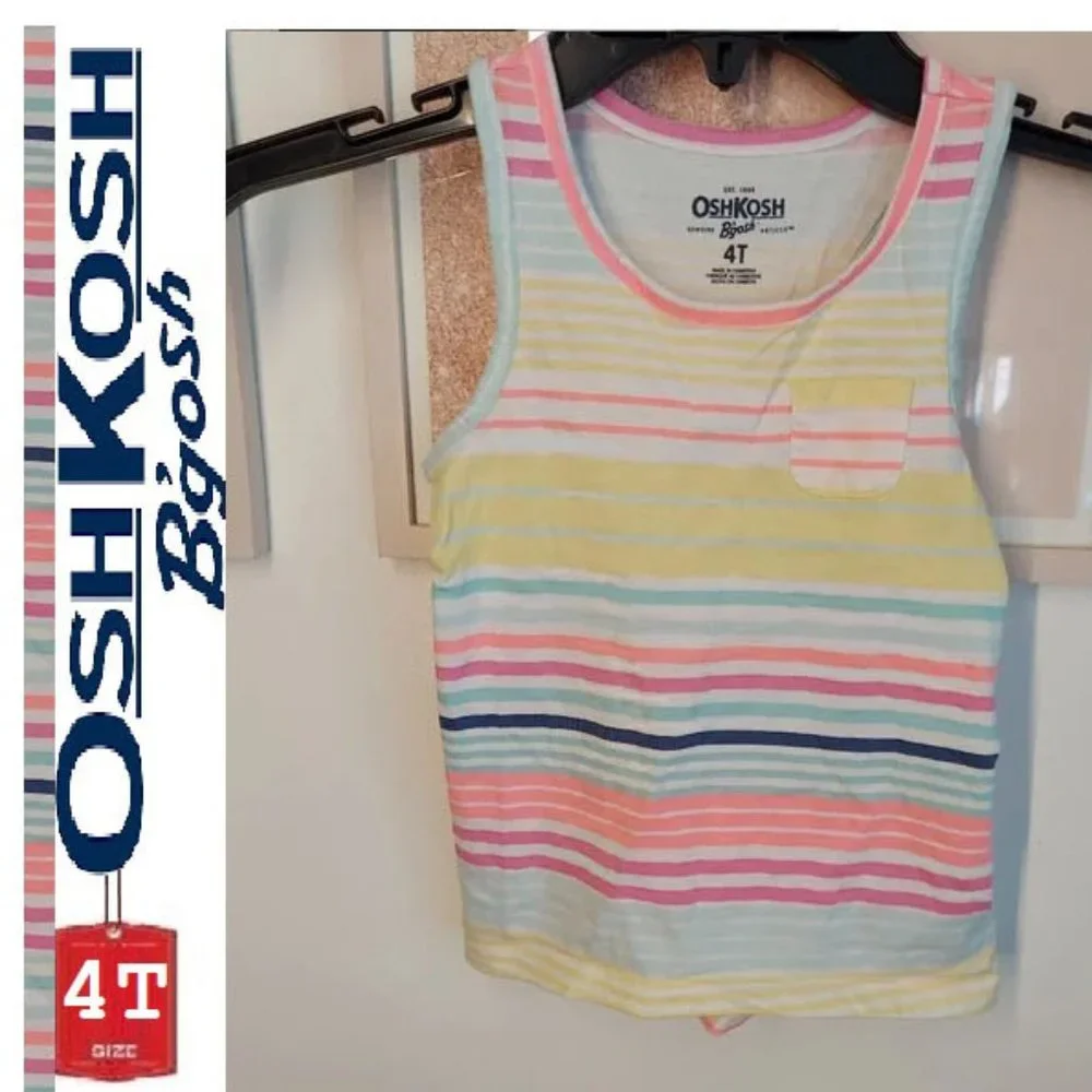 🎁10/$25-Neon stripes tank,  4T, Osh Kosh